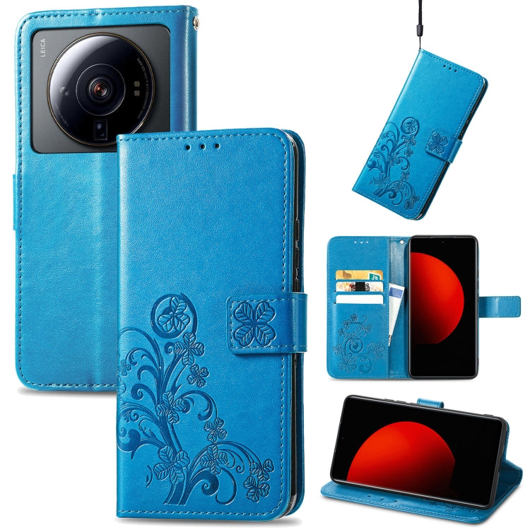 For Xiaomi 12S Ultra Four-leaf Clasp Embossed Leather Phone Case