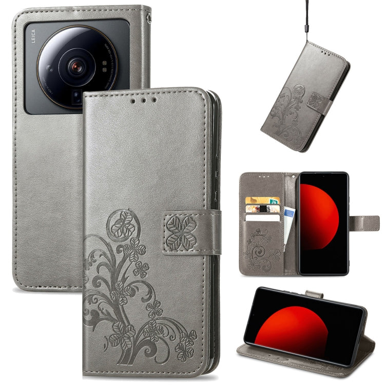 For Xiaomi 12S Ultra Four-leaf Clasp Embossed Leather Phone Case