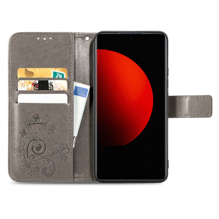 For Xiaomi 12S Ultra Four-leaf Clasp Embossed Leather Phone Case
