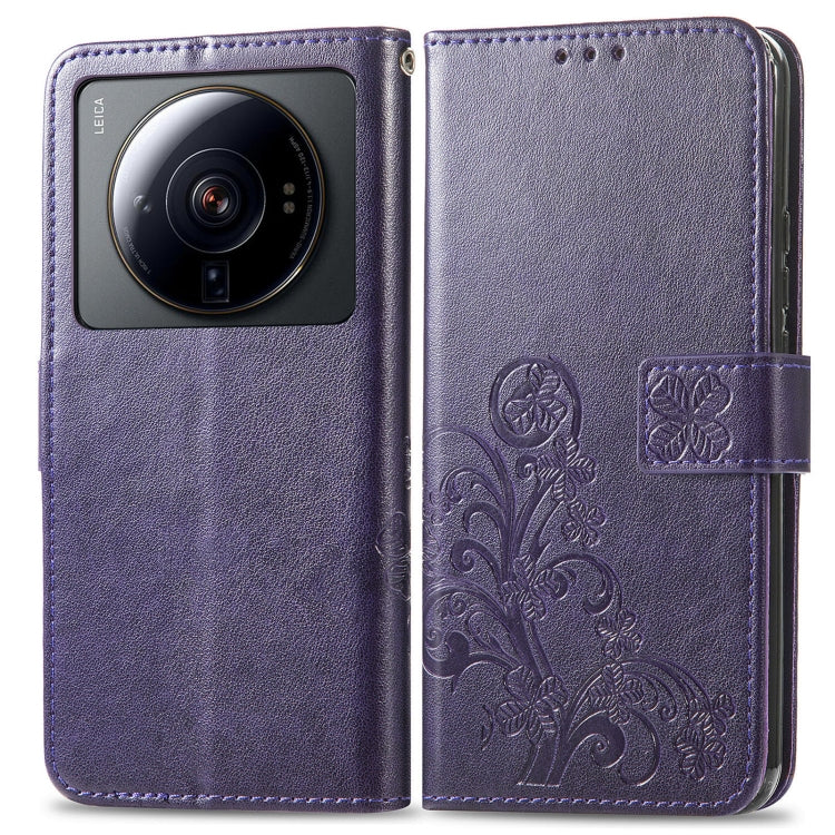 For Xiaomi 12S Ultra Four-leaf Clasp Embossed Leather Phone Case