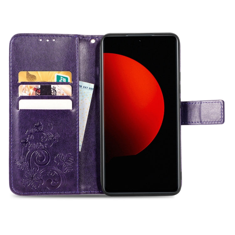 For Xiaomi 12S Ultra Four-leaf Clasp Embossed Leather Phone Case