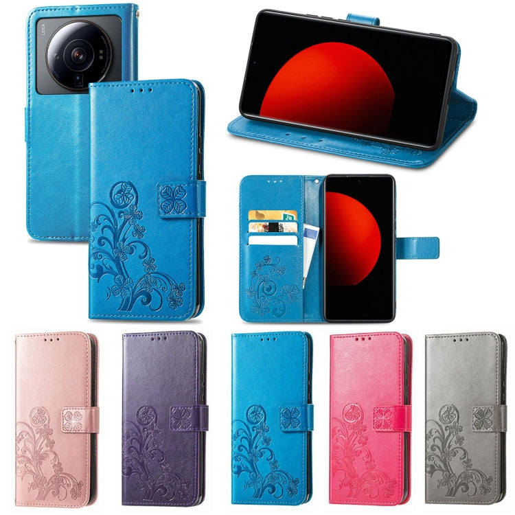 For Xiaomi 12S Ultra Four-leaf Clasp Embossed Leather Phone Case