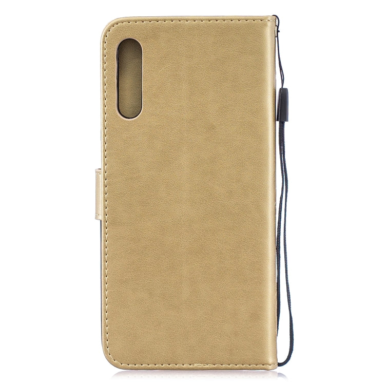 Plum Blossom Pattern Diamond Encrusted Leather Case for Galaxy A50  ,with Holder & Card Slots