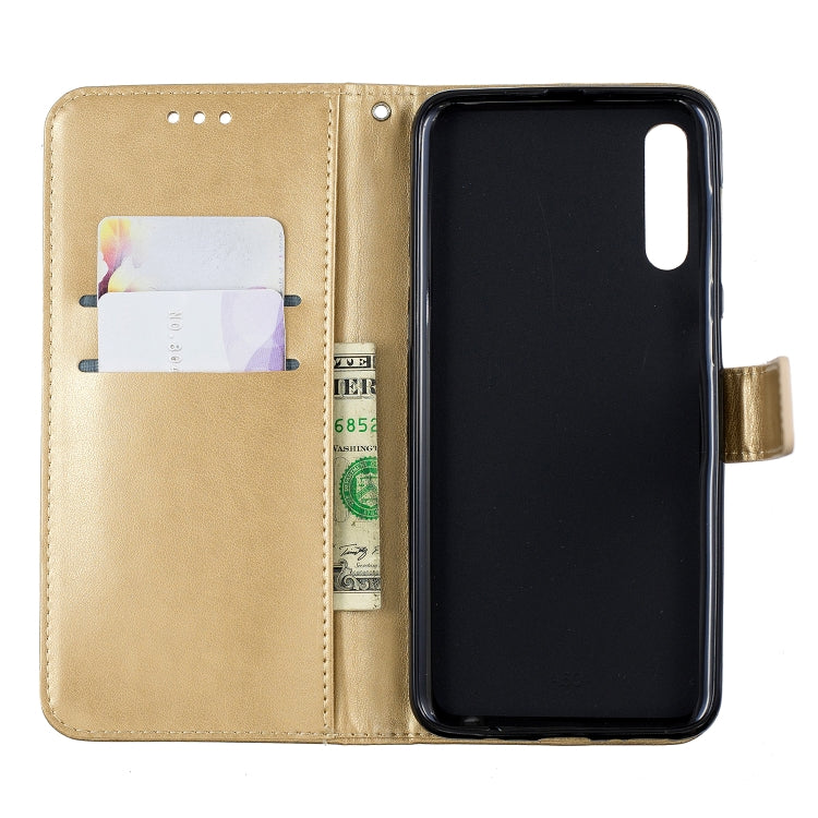 Plum Blossom Pattern Diamond Encrusted Leather Case for Galaxy A50  ,with Holder & Card Slots