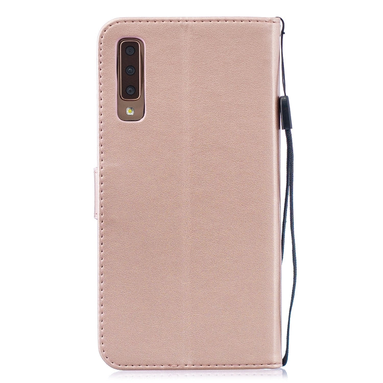 Plum Blossom Pattern Diamond Encrusted Leather Case for Galaxy A7 (2018)/A750 , with Holder & Card Slots