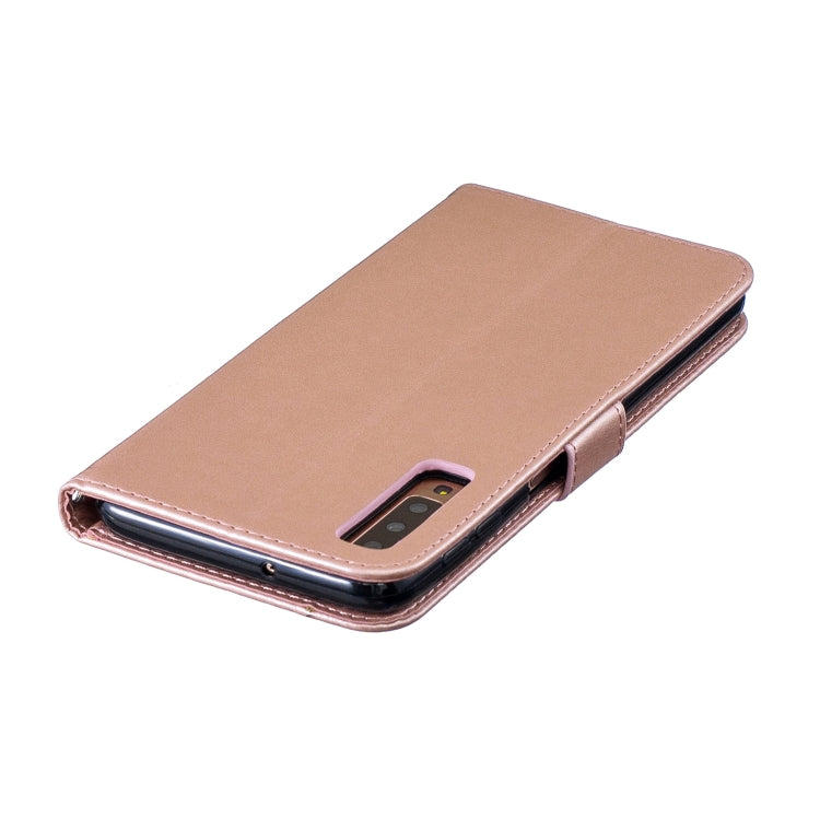 Plum Blossom Pattern Diamond Encrusted Leather Case for Galaxy A7 (2018)/A750 , with Holder & Card Slots