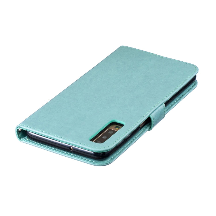 Plum Blossom Pattern Diamond Encrusted Leather Case for Galaxy A7 (2018)/A750 , with Holder & Card Slots