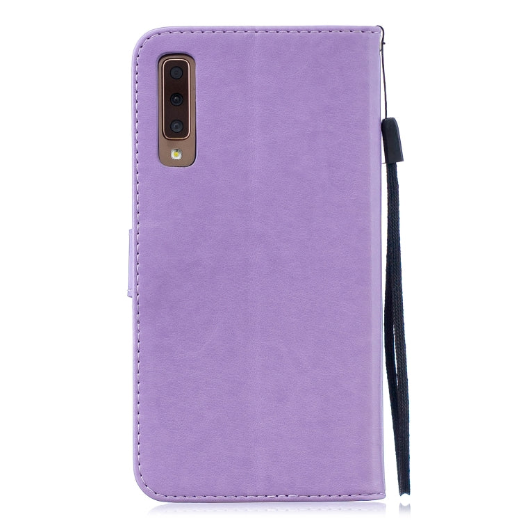 Plum Blossom Pattern Diamond Encrusted Leather Case for Galaxy A7 (2018)/A750 , with Holder & Card Slots