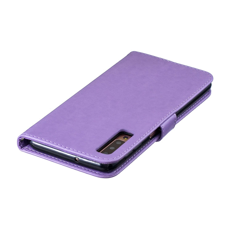 Plum Blossom Pattern Diamond Encrusted Leather Case for Galaxy A7 (2018)/A750 , with Holder & Card Slots