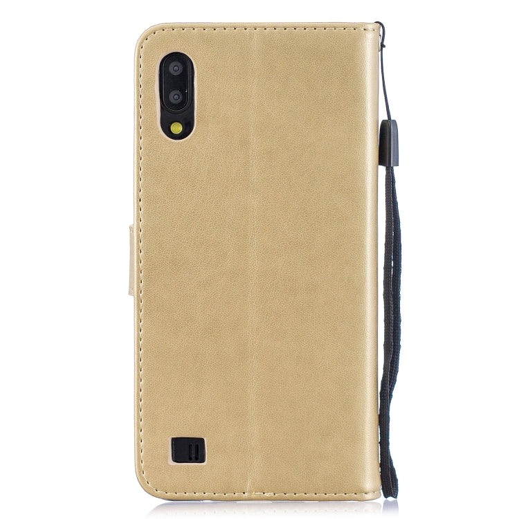 Plum Blossom Pattern Diamond Encrusted Leather Case for Galaxy A10 , with Holder & Card Slots