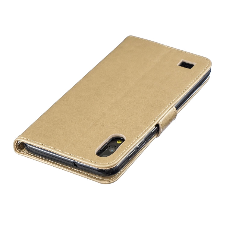 Plum Blossom Pattern Diamond Encrusted Leather Case for Galaxy A10 , with Holder & Card Slots
