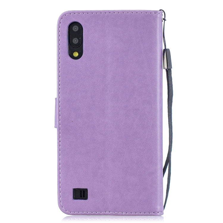Plum Blossom Pattern Diamond Encrusted Leather Case for Galaxy A10 , with Holder & Card Slots