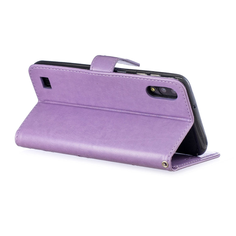 Plum Blossom Pattern Diamond Encrusted Leather Case for Galaxy A10 , with Holder & Card Slots