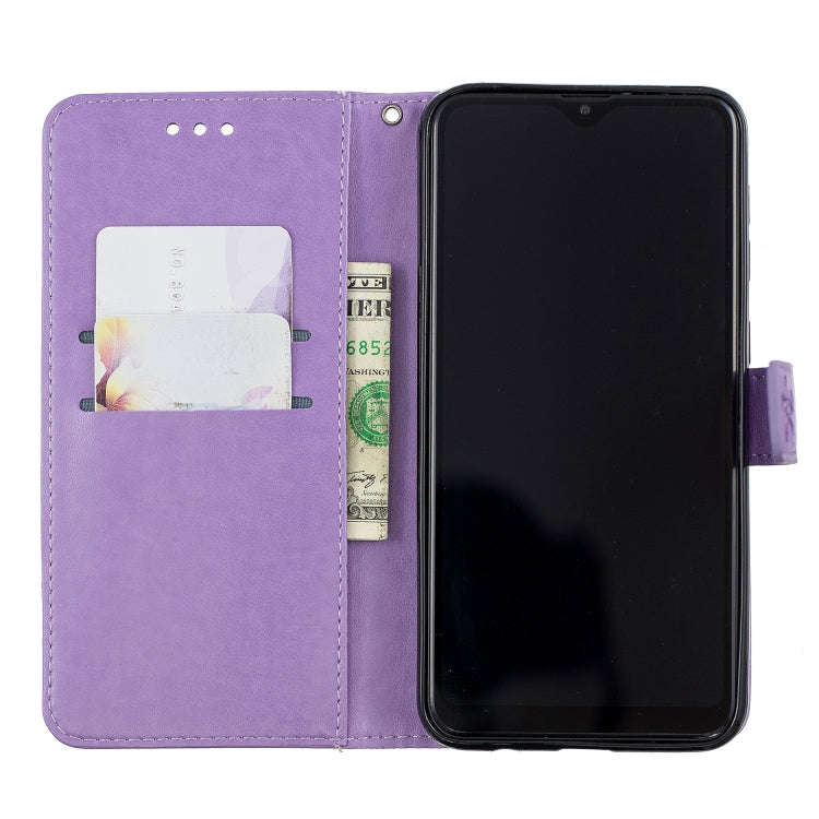 Plum Blossom Pattern Diamond Encrusted Leather Case for Galaxy A10 , with Holder & Card Slots