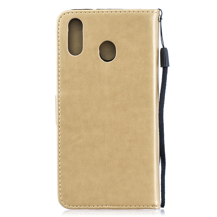 Plum Blossom Pattern Diamond Encrusted Leather Case for Galaxy M20 ,with Holder & Card Slots