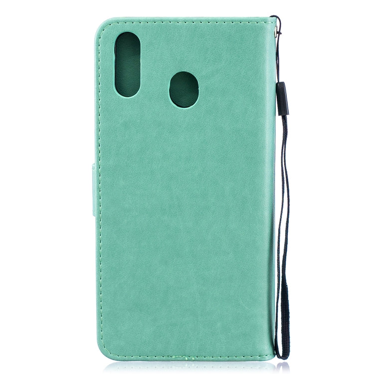 Plum Blossom Pattern Diamond Encrusted Leather Case for Galaxy M20 ,with Holder & Card Slots