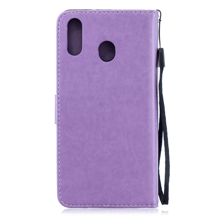 Plum Blossom Pattern Diamond Encrusted Leather Case for Galaxy M20 ,with Holder & Card Slots