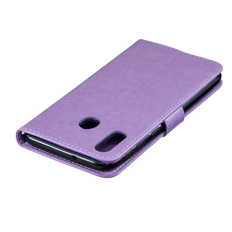 Plum Blossom Pattern Diamond Encrusted Leather Case for Galaxy M20 ,with Holder & Card Slots