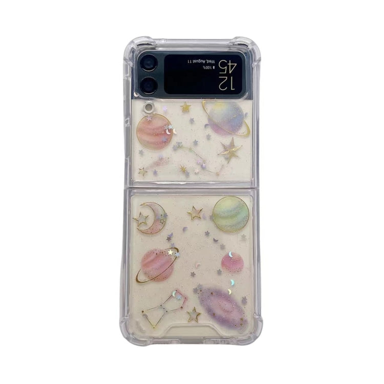 For Samsung Galaxy Z Flip4 Cosmic Star Glitter Epoxy TPU Phone Case(Transparency)