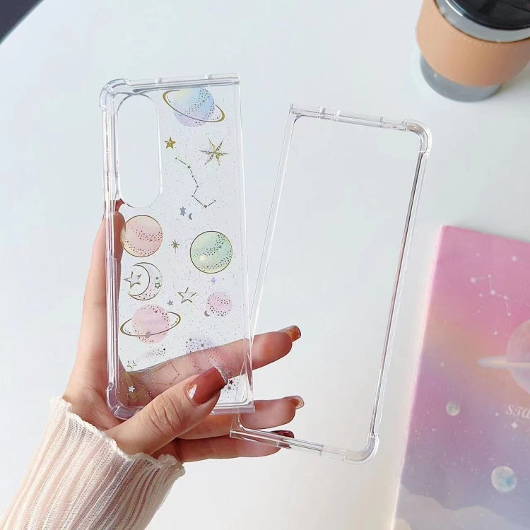 For Samsung Galaxy Z Fold3 Cosmic Star Glitter Epoxy TPU Phone Case(Transparency)