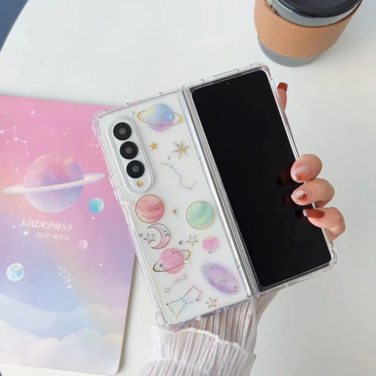 For Samsung Galaxy Z Fold3 Cosmic Star Glitter Epoxy TPU Phone Case(Transparency)