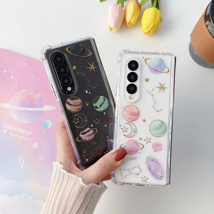 For Samsung Galaxy Z Fold3 Cosmic Star Glitter Epoxy TPU Phone Case(Transparency)