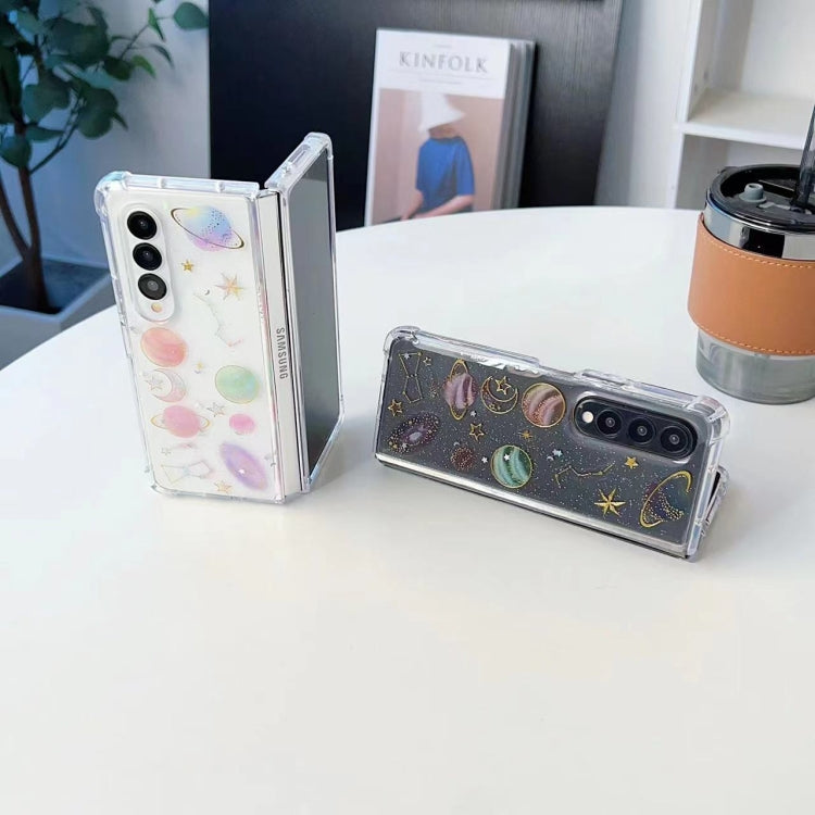 For Samsung Galaxy Z Fold3 Cosmic Star Glitter Epoxy TPU Phone Case(Transparency)