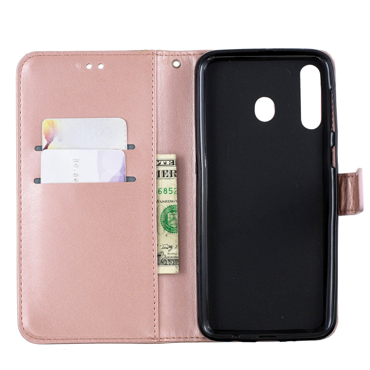 Plum Blossom Pattern Diamond Encrusted Leather Case for Galaxy M30 ,with Holder & Card Slots