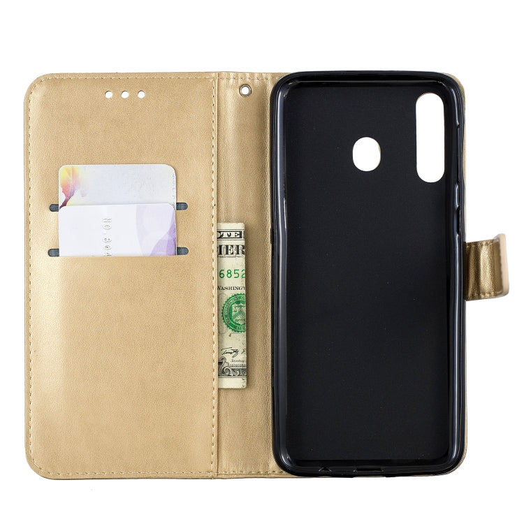 Plum Blossom Pattern Diamond Encrusted Leather Case for Galaxy M30 ,with Holder & Card Slots