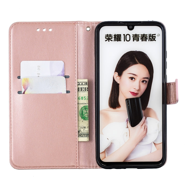 Plum Blossom Pattern Diamond Encrusted Leather Case for Huawei P Smart (2019) / Honor 10 Lite ,with Holder & Card Slots
