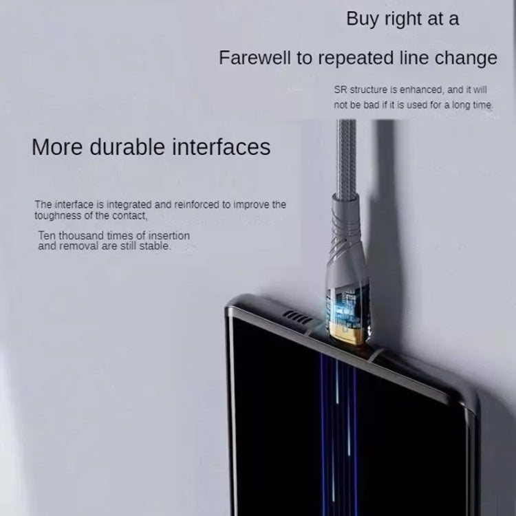 65W USB-C / Type-C to Type-C Transparent Fast Charging Data Cable, Length: 1m