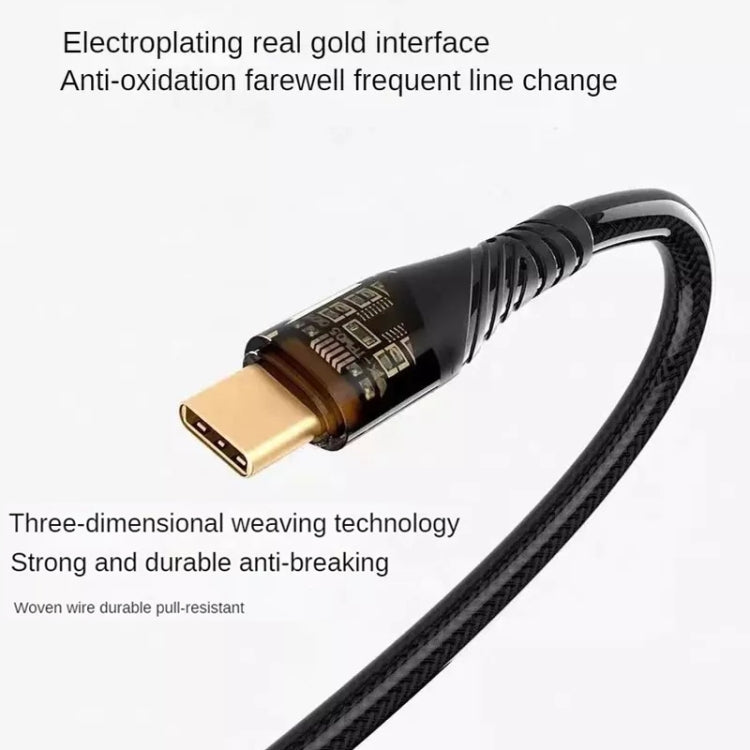 65W USB-C / Type-C to Type-C Transparent Fast Charging Data Cable, Length: 1m