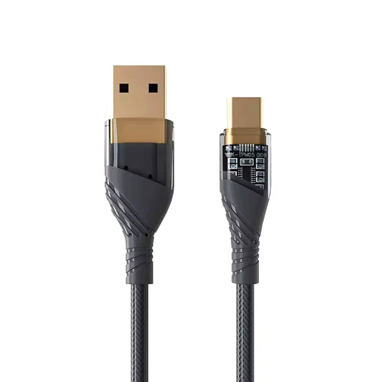 4A USB to Type-C Transparent Fast Charging Data Cable, Length: 1m