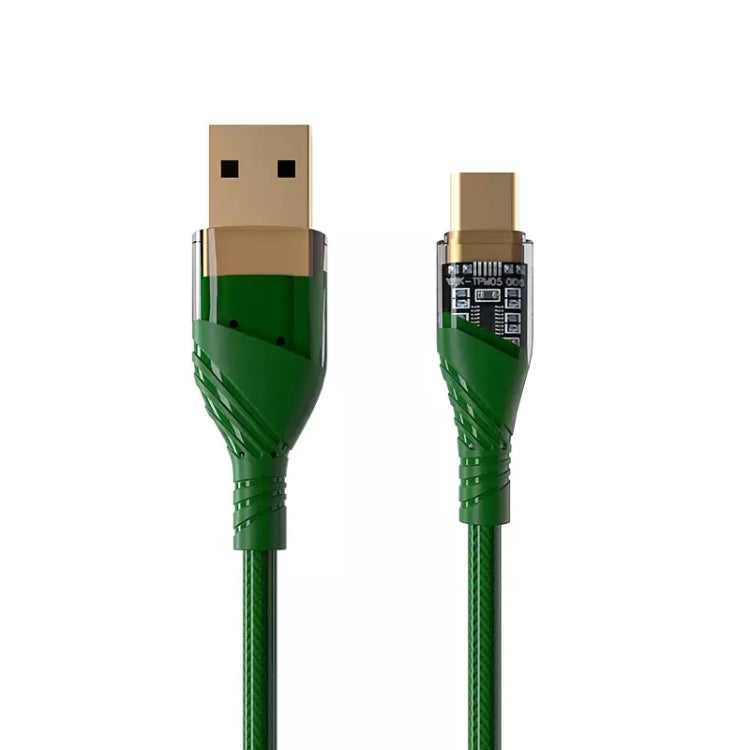 4A USB to Type-C Transparent Fast Charging Data Cable, Length: 1m