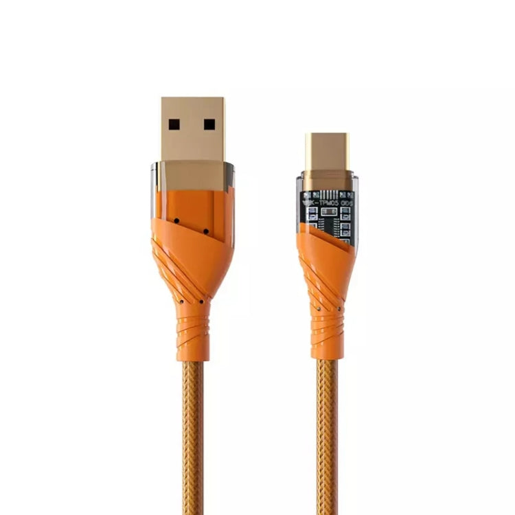 4A USB to Type-C Transparent Fast Charging Data Cable, Length: 1m