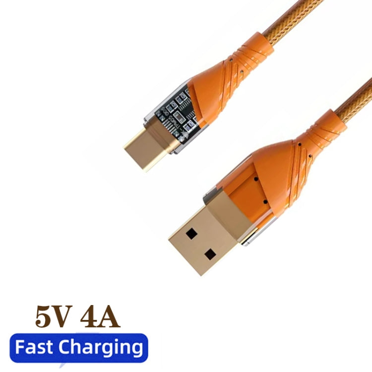 4A USB to Type-C Transparent Fast Charging Data Cable, Length: 1m