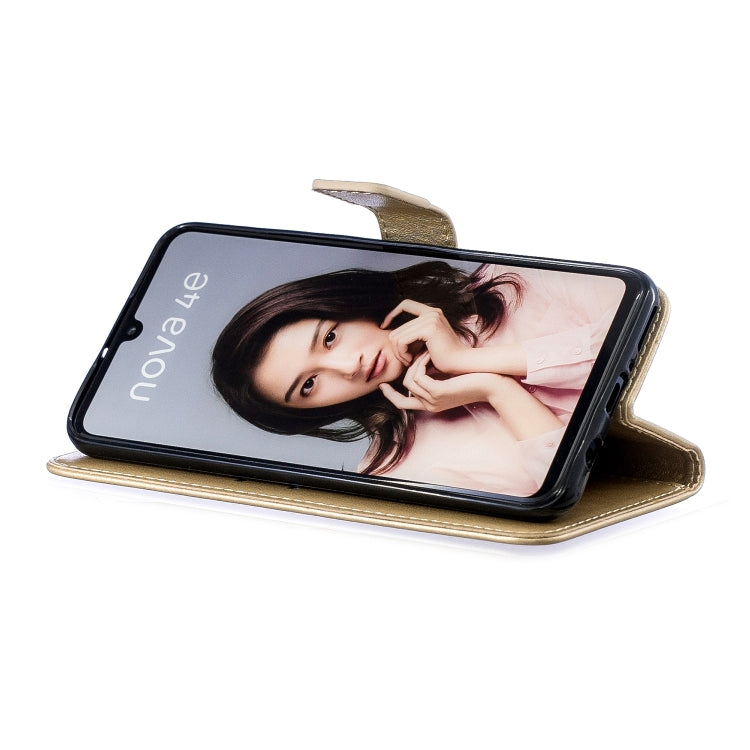 Plum Blossom Pattern Diamond Encrusted Leather Case for Huawei P30 Lite , with Holder & Card Slots