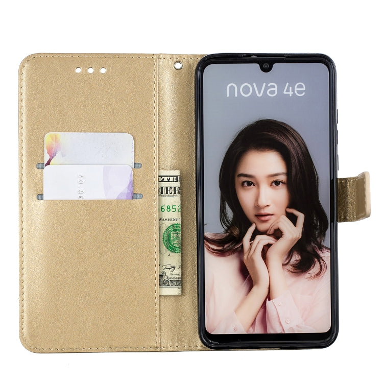 Plum Blossom Pattern Diamond Encrusted Leather Case for Huawei P30 Lite , with Holder & Card Slots