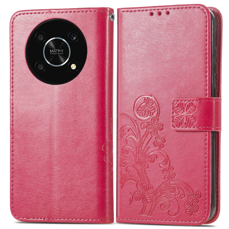 For Huawei Nova Y90 Four-leaf Clasp Embossed Leather Phone Case