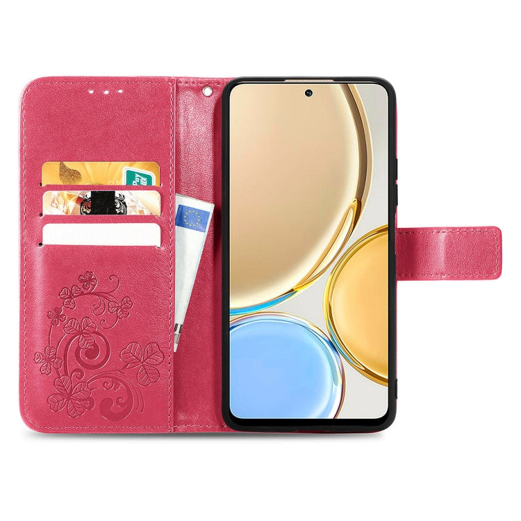 For Huawei Nova Y90 Four-leaf Clasp Embossed Leather Phone Case