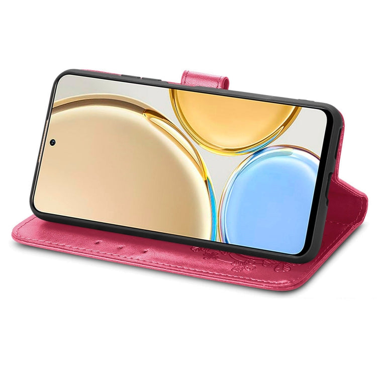 For Huawei Nova Y90 Four-leaf Clasp Embossed Leather Phone Case