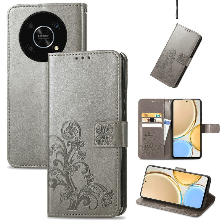 For Huawei Nova Y90 Four-leaf Clasp Embossed Leather Phone Case