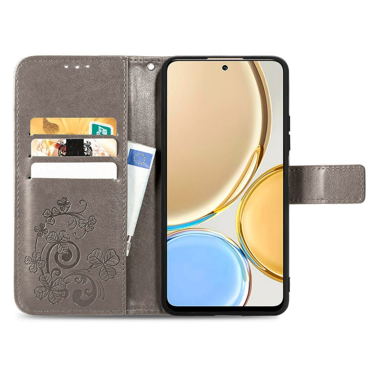 For Huawei Nova Y90 Four-leaf Clasp Embossed Leather Phone Case