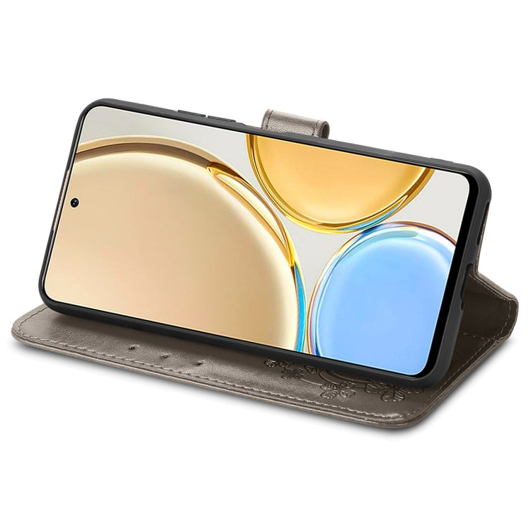 For Huawei Nova Y90 Four-leaf Clasp Embossed Leather Phone Case