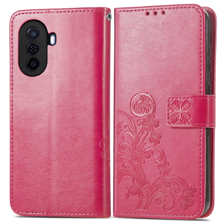 For Huawei Enjoy 50 / nova Y70 Four-leaf Clasp Embossed Leather Phone Case