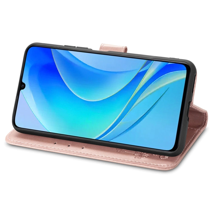 For Huawei Enjoy 50 / nova Y70 Four-leaf Clasp Embossed Leather Phone Case