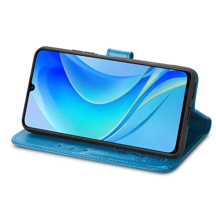 For Huawei Enjoy 50 / nova Y70 Four-leaf Clasp Embossed Leather Phone Case