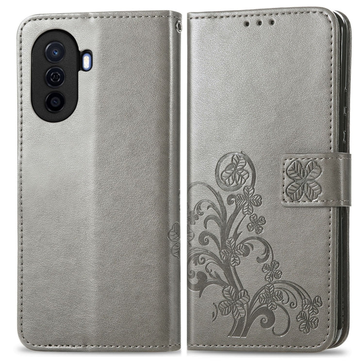 For Huawei Enjoy 50 / nova Y70 Four-leaf Clasp Embossed Leather Phone Case