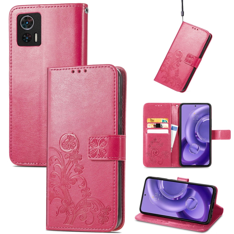 For Motorola Edge 30 Neo Four-leaf Clasp Embossed Leather Phone Case