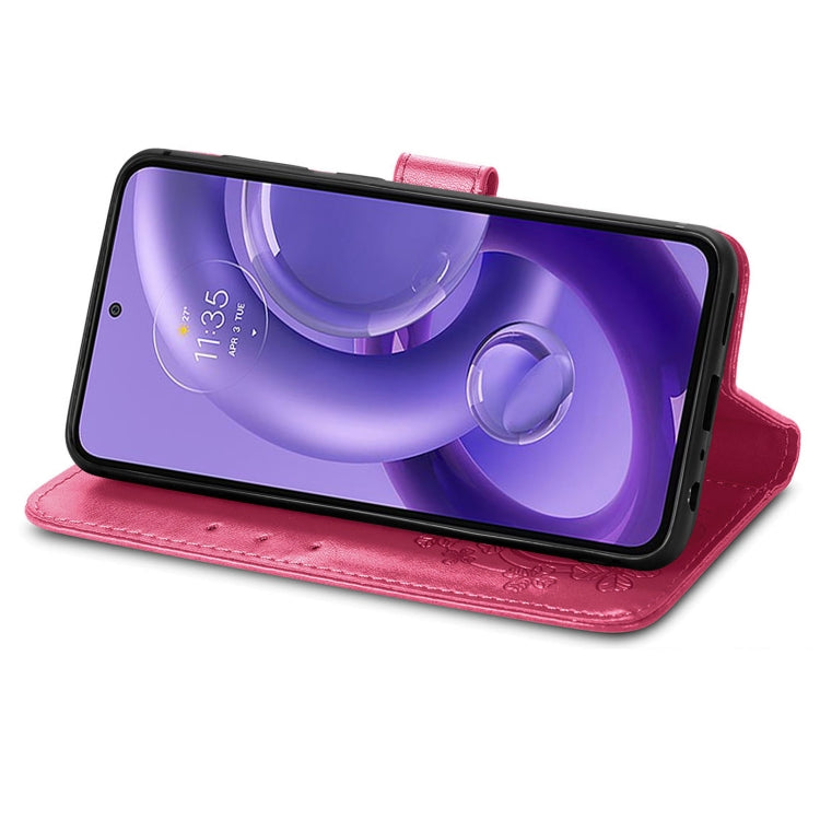 For Motorola Edge 30 Neo Four-leaf Clasp Embossed Leather Phone Case